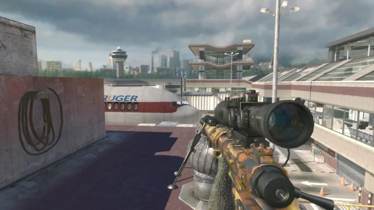 mw2 player using intervention sniper rifle