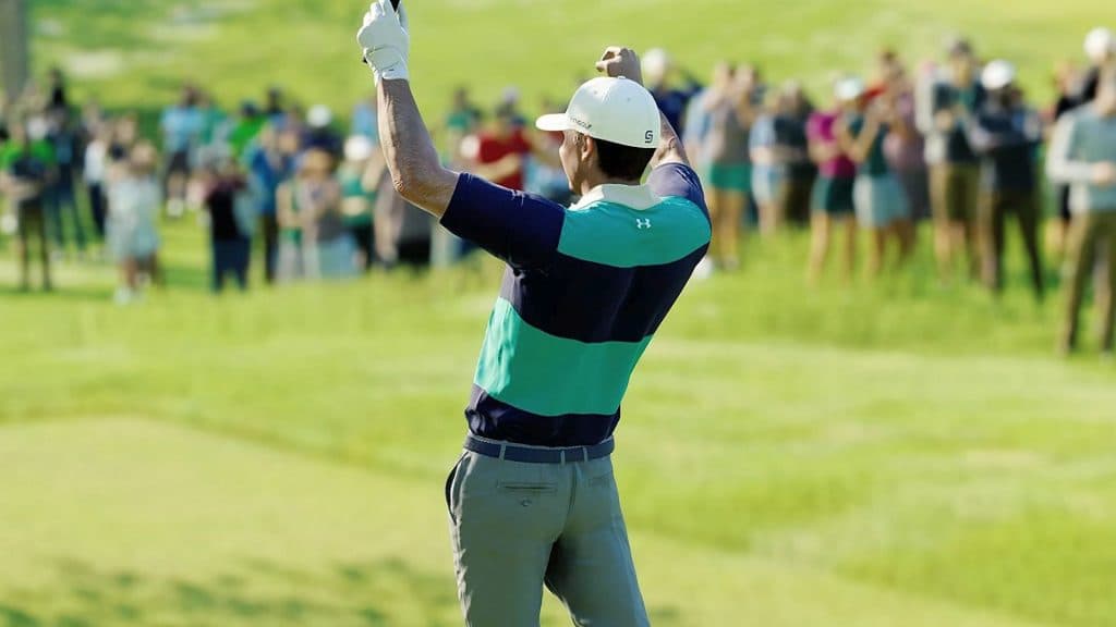 spieth celebrating golf shot in ea sports pga tour