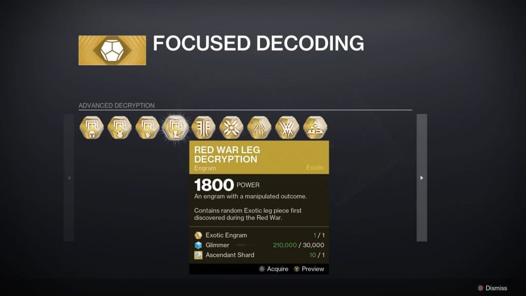 Advanced Decryption Exotic Engram Focusing Destiny 2