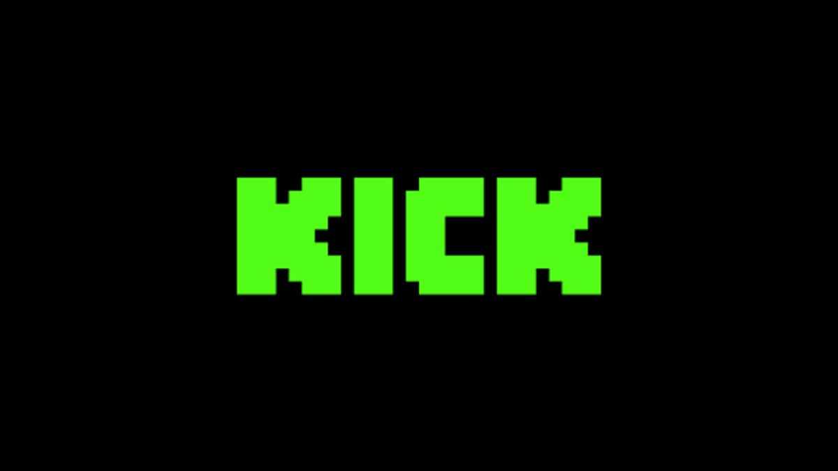 Kick.com logo in green with black background