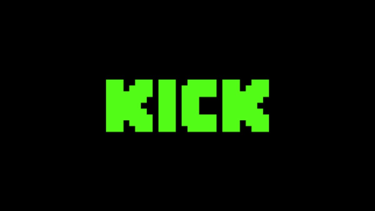 Kick.com logo in green with black background