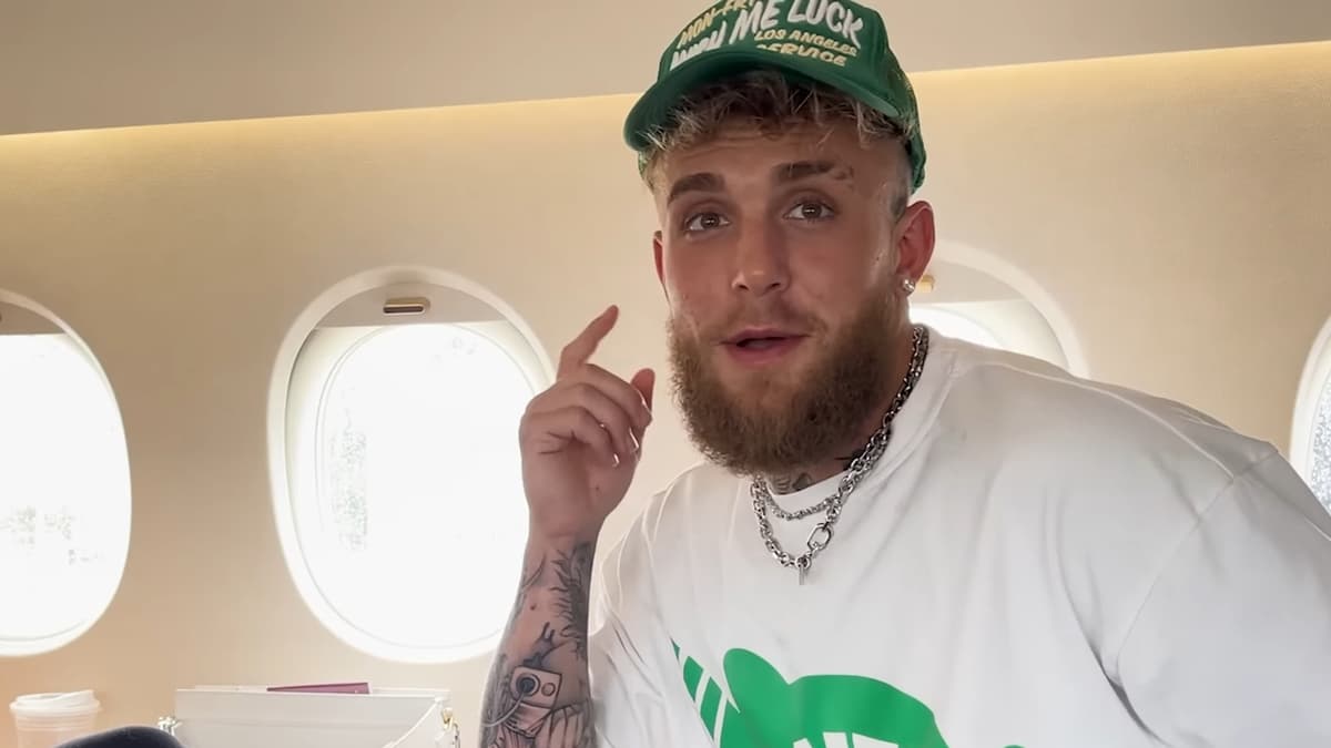 Jake Paul addressing camera vlog on airplane