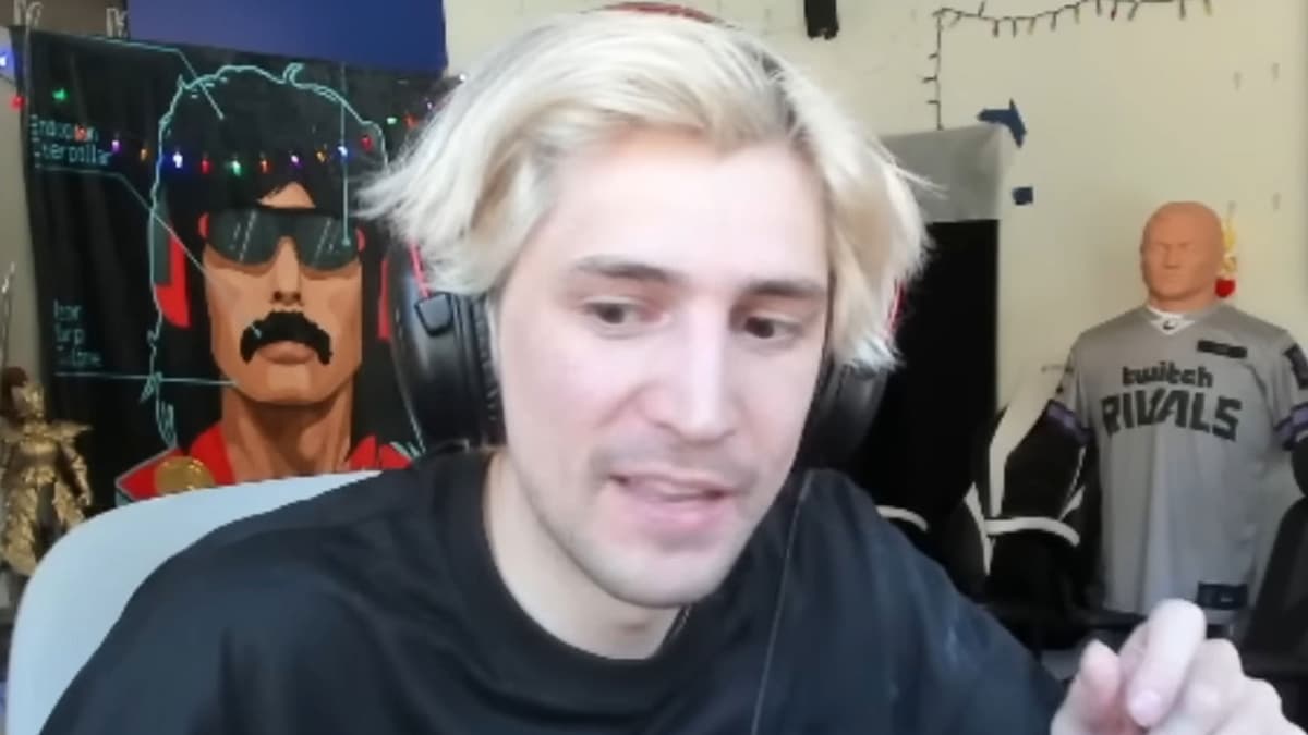 xQc wearing black t-shirt and HyperX headset