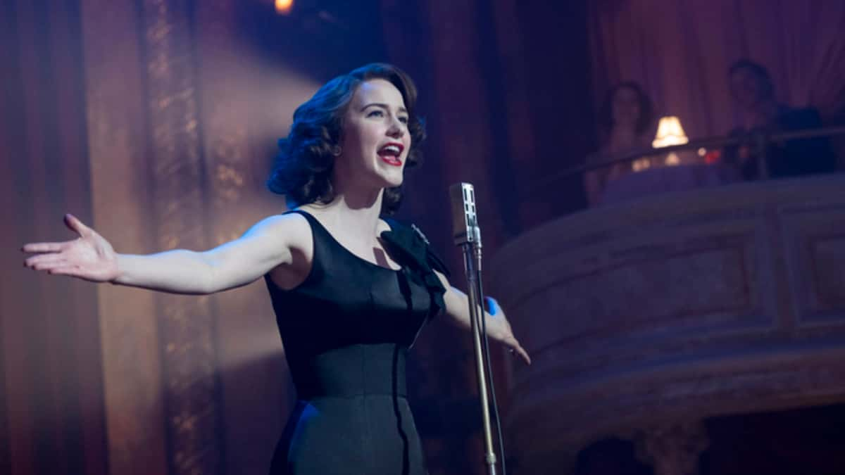 Rachel Brosnahan as Miriam "Midge" Maisel in The Marvelous Mrs Maisel