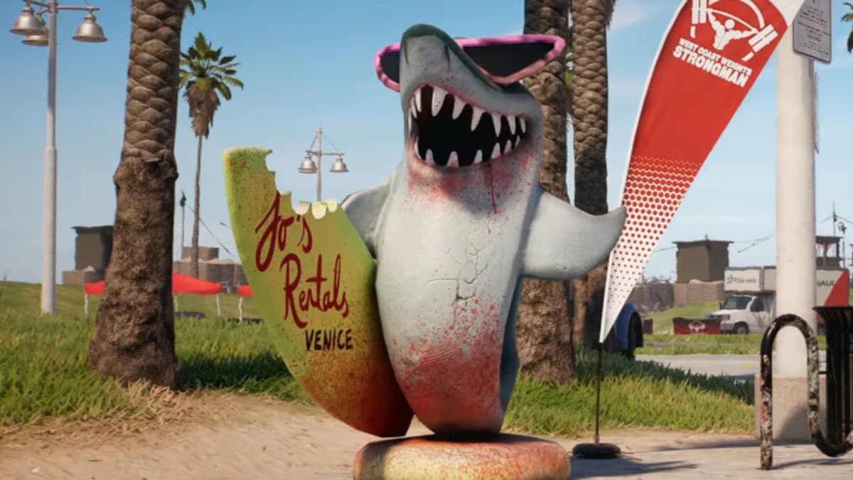 smiling shark stand in dead island 2