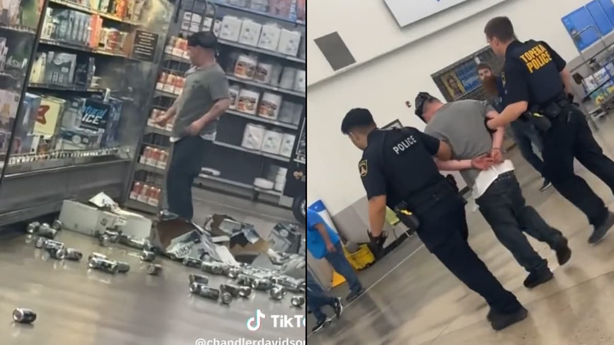 TikTok shows man in walmart destroying beer