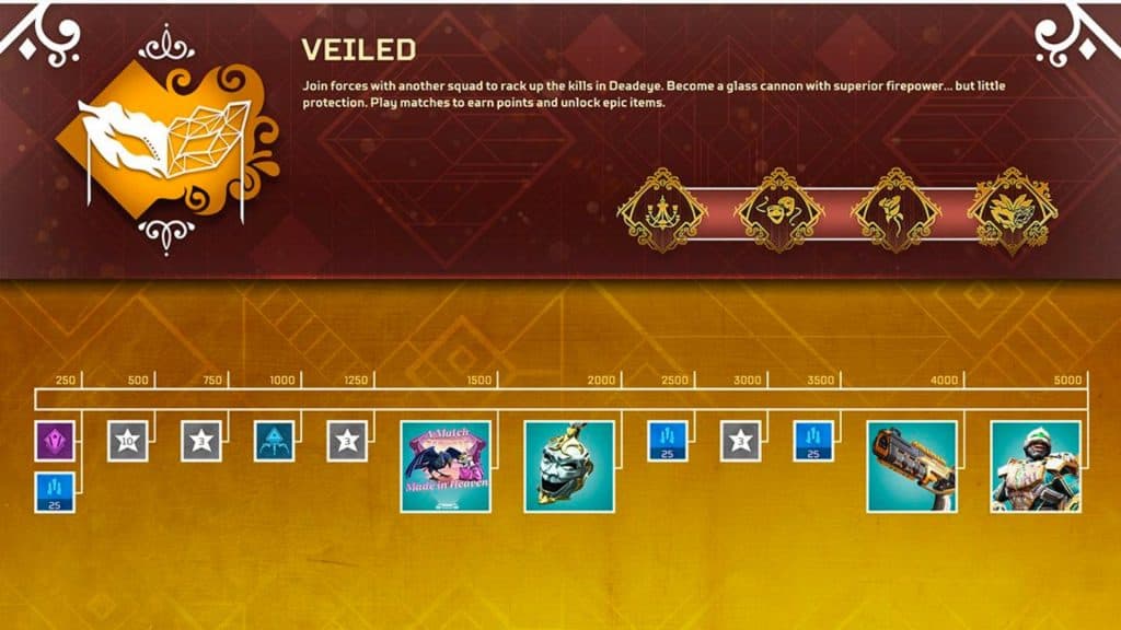 Prize reward trakcer for Apex Legends Veiled event