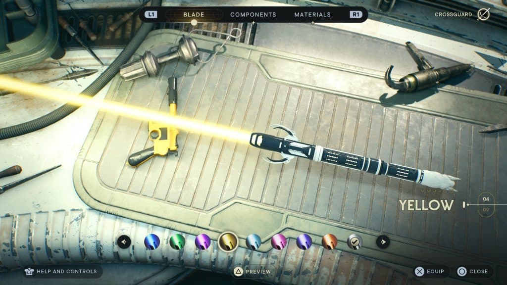 Star Wars Jedi: Survivor yellow lightsaber