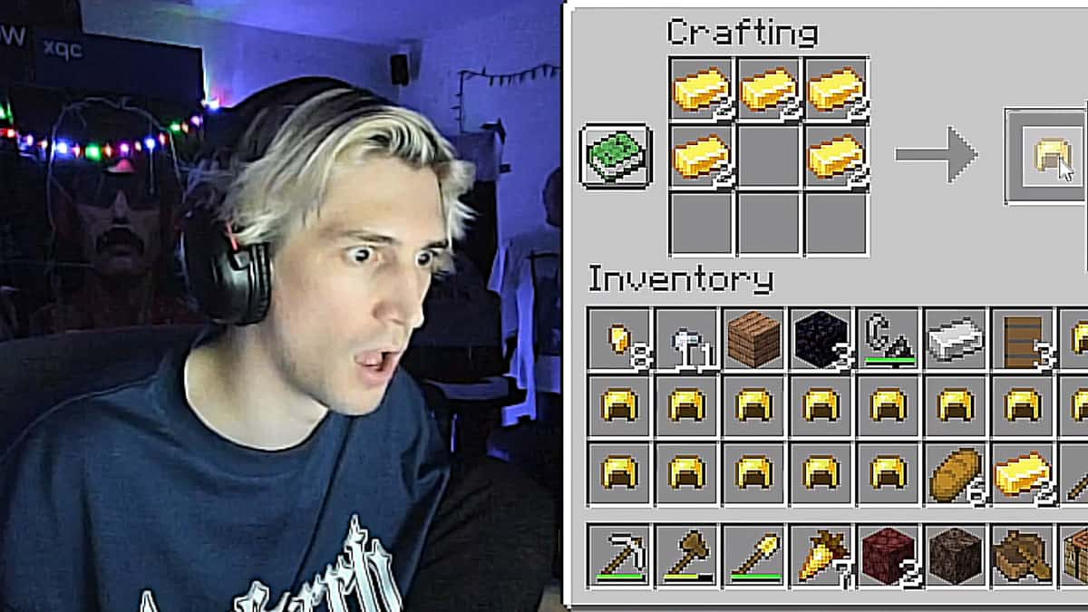 xQc minecraft speedrun fumbled gold helmets