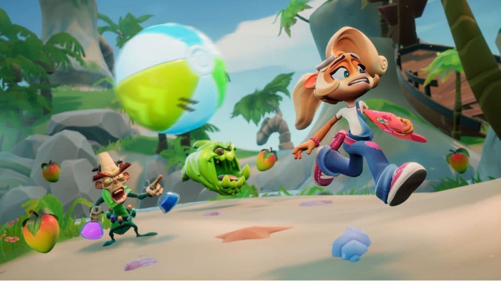 coco bandicoot running from n brio in crash team rumble