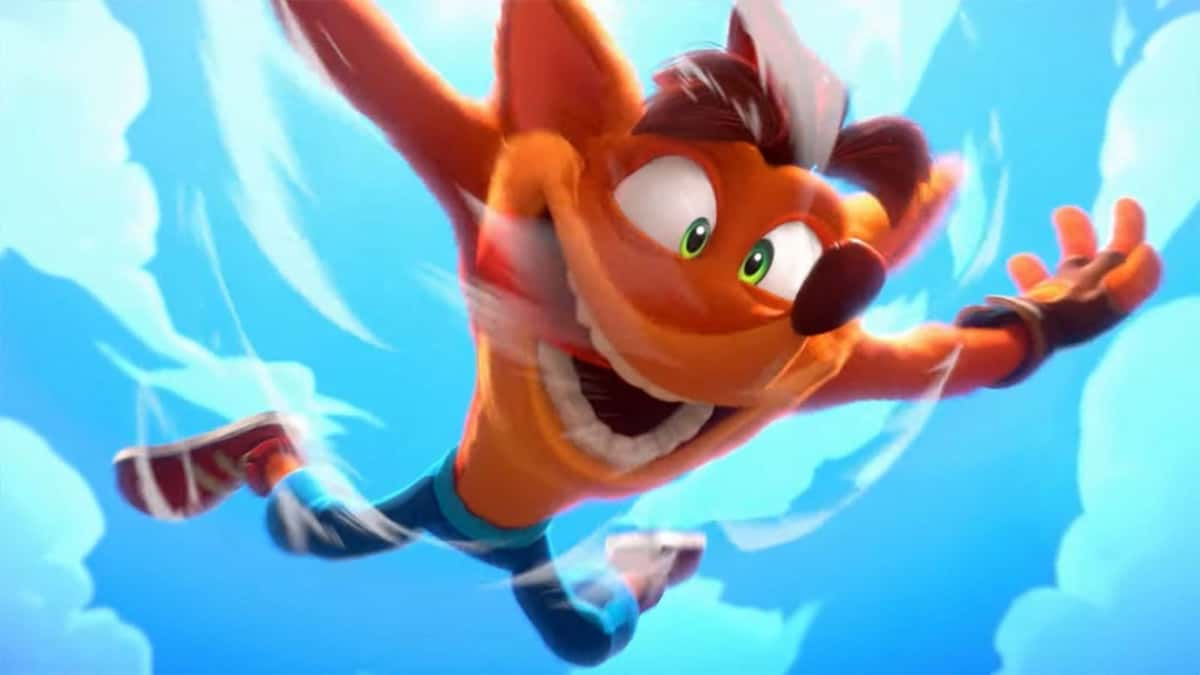 crash bandicoot falling from sky in crash team rumble