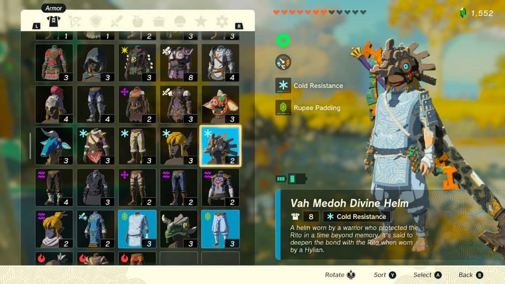 Vah Medoh Divine Helm in the inventory screen