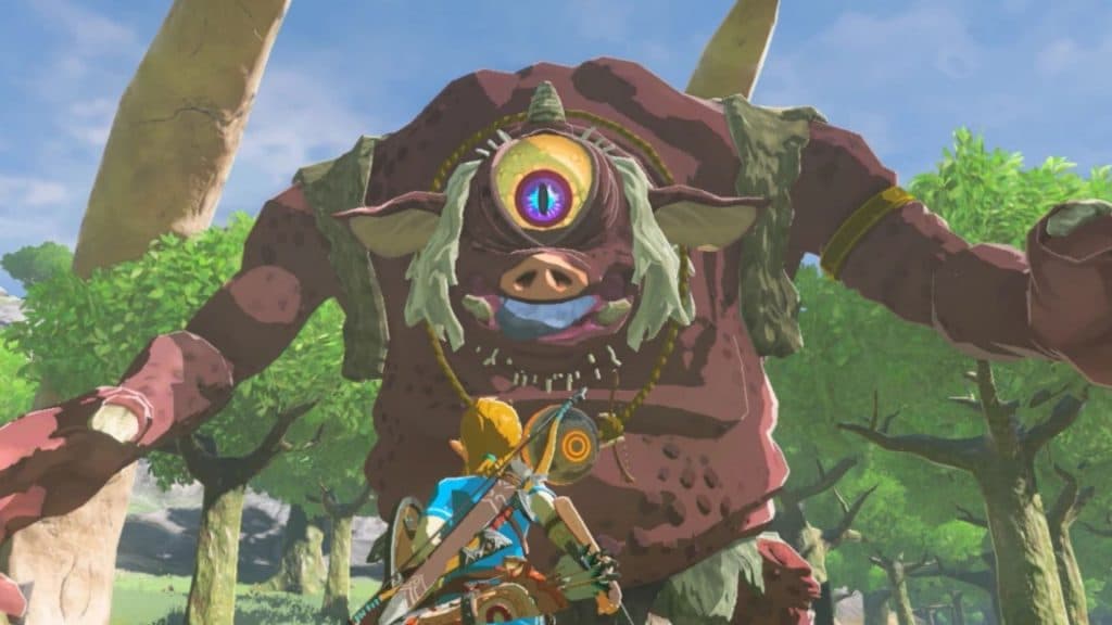 zelda and bokoblin boss in zelda breath of the wild