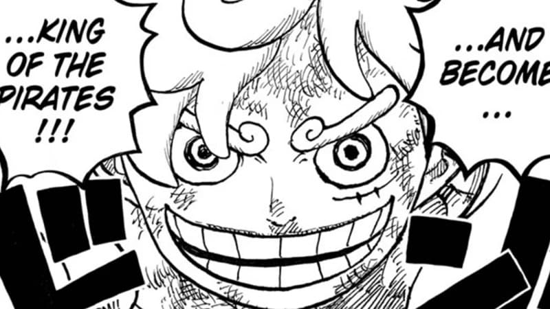 An image of Luffy's eyes in Gear 5