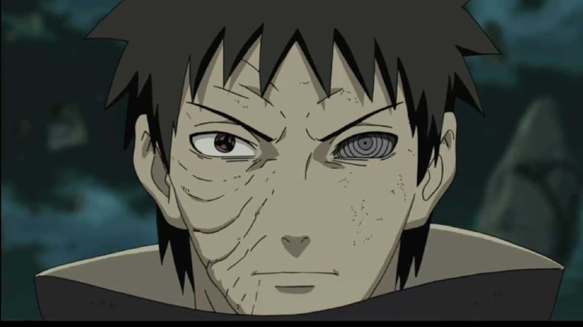 An image of Obito's Mangekyo Sharingan and Rinnegan in Naruto