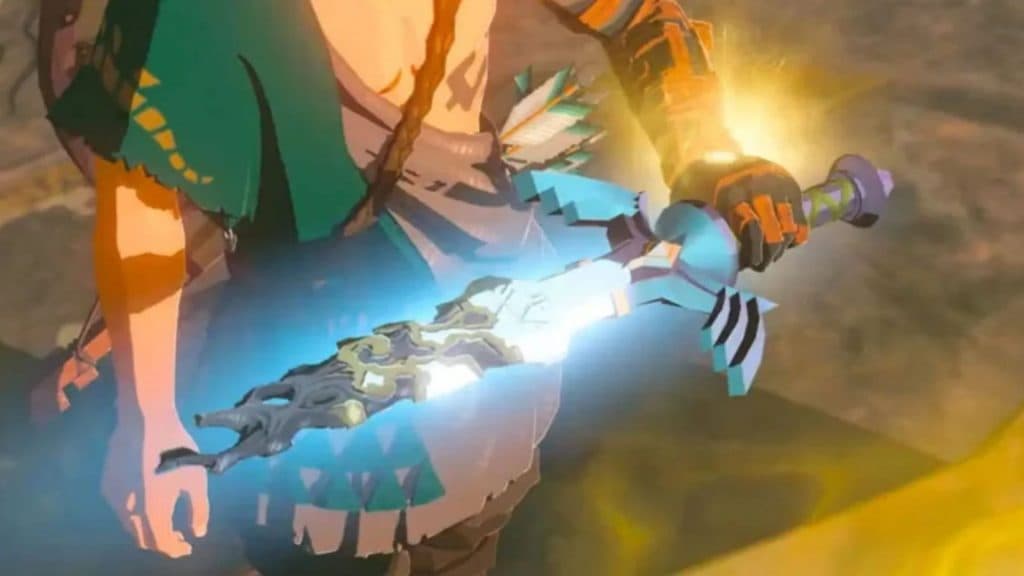 link holding broken master sword in zelda tears of the kingdom