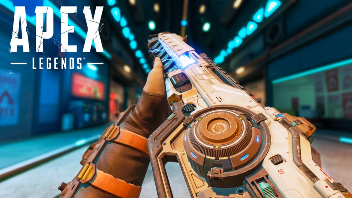 Nemesis AR being held high in Apex legends