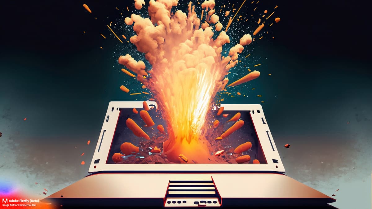 AI image of a computer exploding