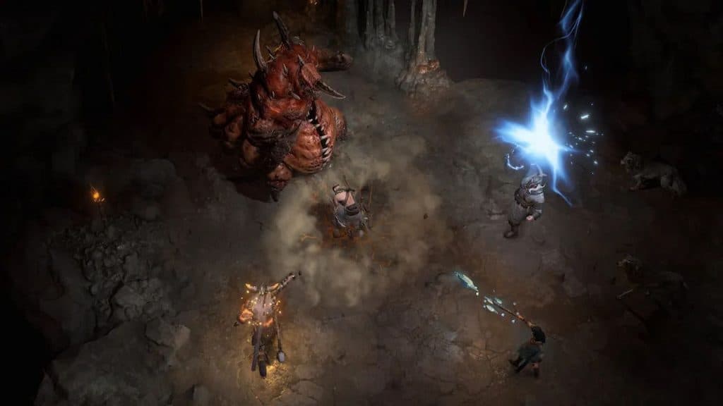 players fighting boss in diablo 4