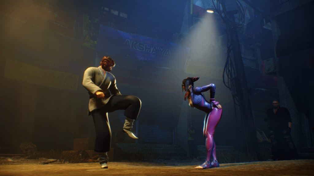 A screenshot of Juri and main character training