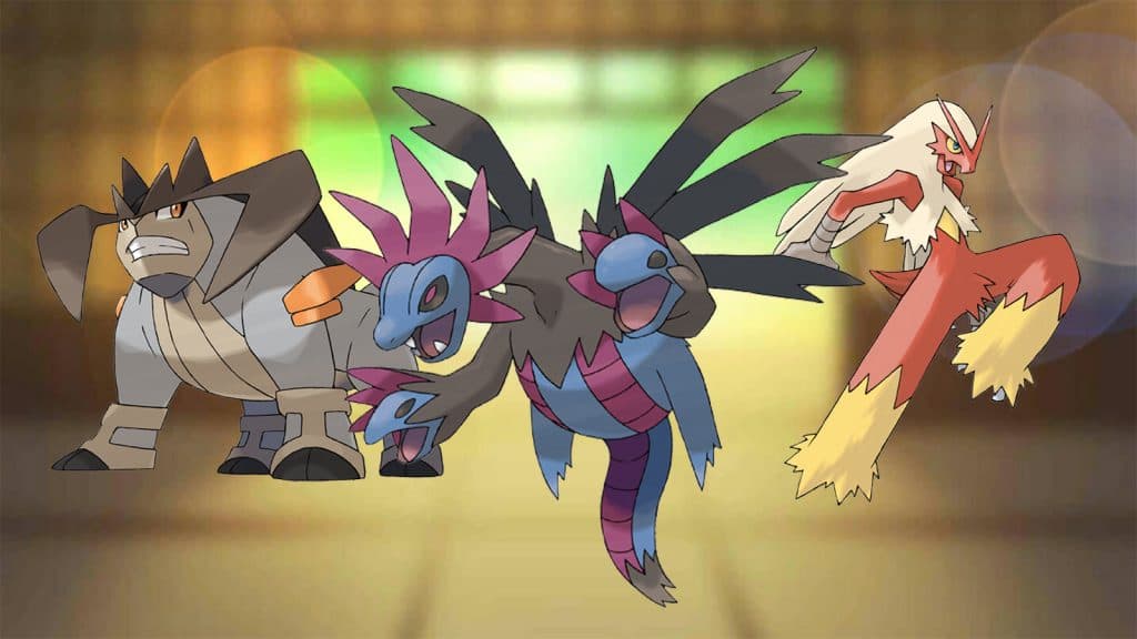 Hydreigon, Terrakion, and Blaziken appearing in the best team to defeat Arlo in Pokemon Go