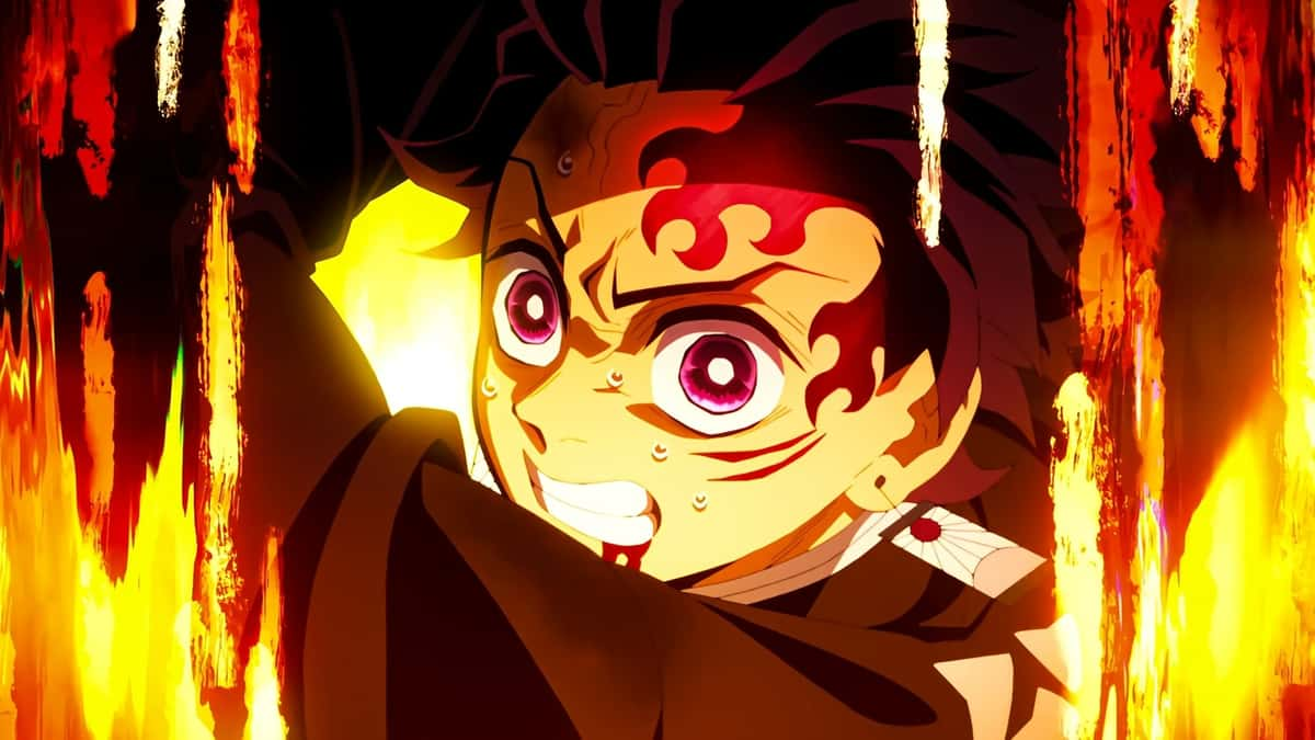 An image of Tanjiro using Sun Breathing