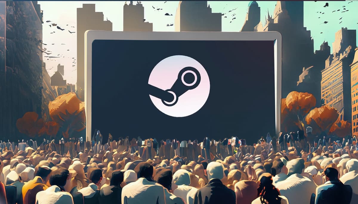 a crowd made through ai gathering around the steam logo