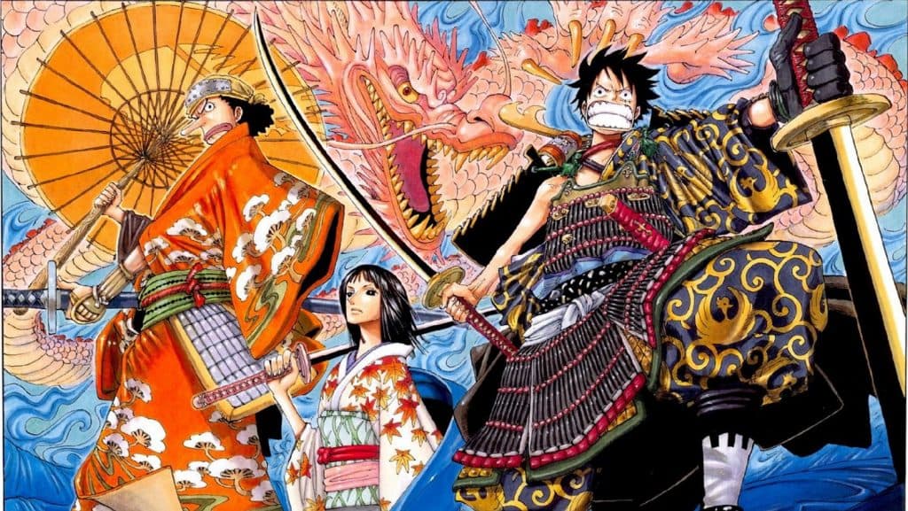 The cover image of One Piece's chapter 310 foreshadowing Wano Arc