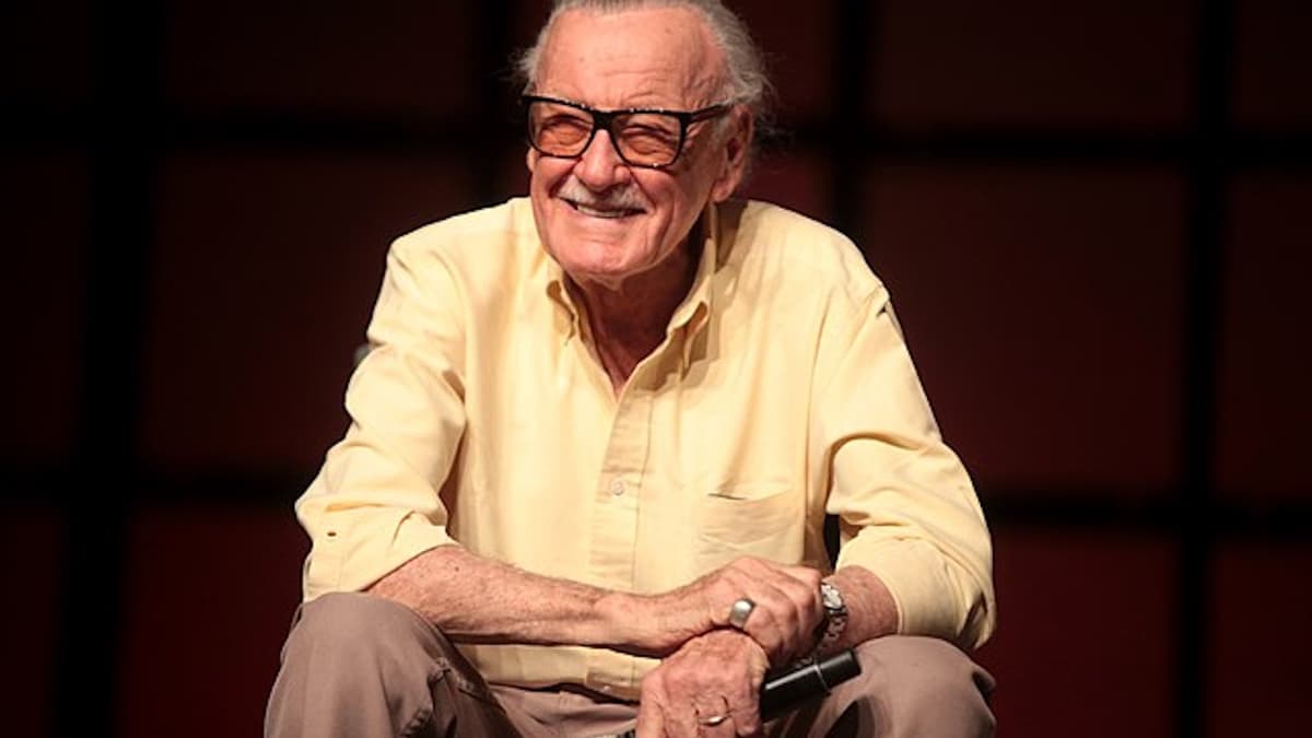 Stan Lee speaking at the 2014 Phoenix Comicon at the Phoenix Convention Center in Phoenix, Arizona.