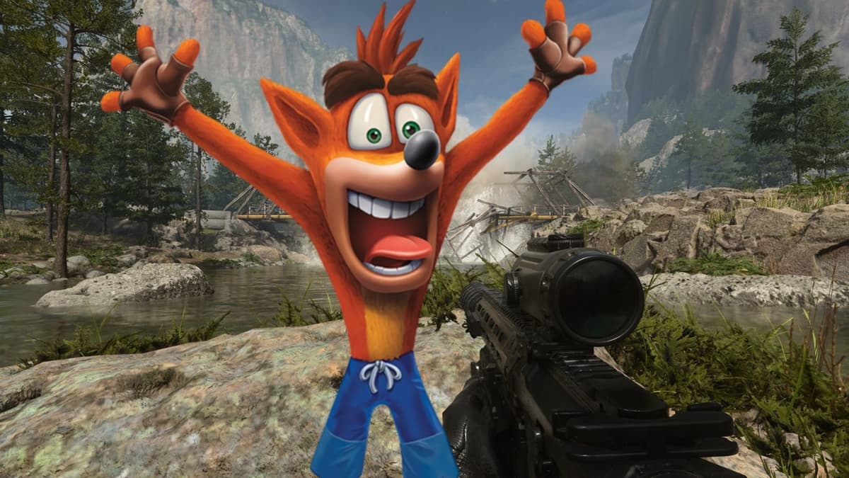 cod player aiming at crash bandicoot