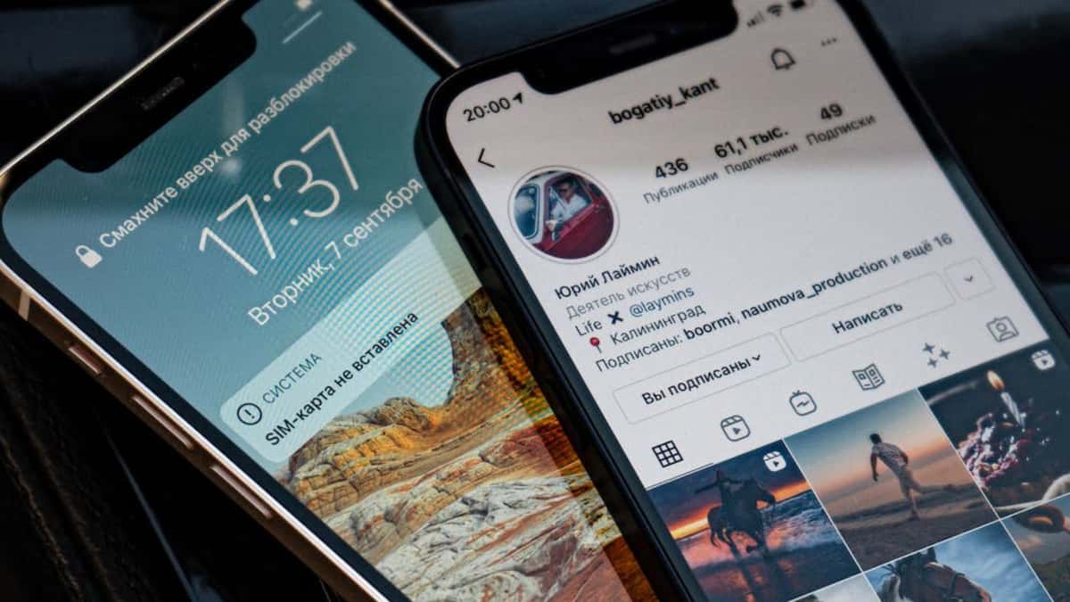 two phones with instagram open on one