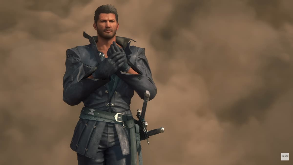 A screenshot of Cid from Final Fantasy 16