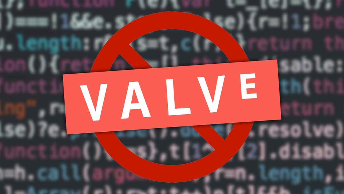 valve logo with code behind and no entry sign