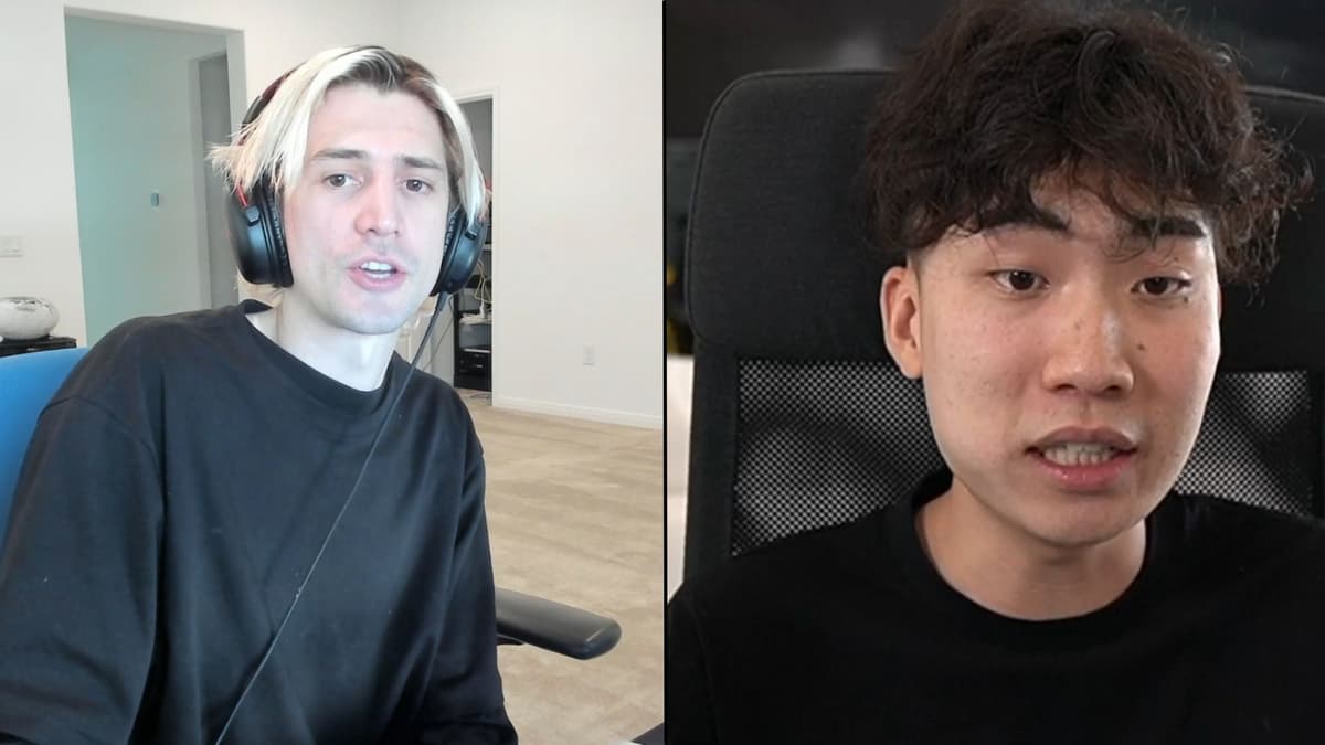 xQc alongside Ricegum talking to camera in black shirts