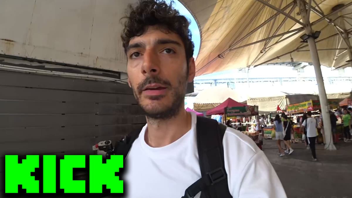 Ice Posedion walking through Thailand market