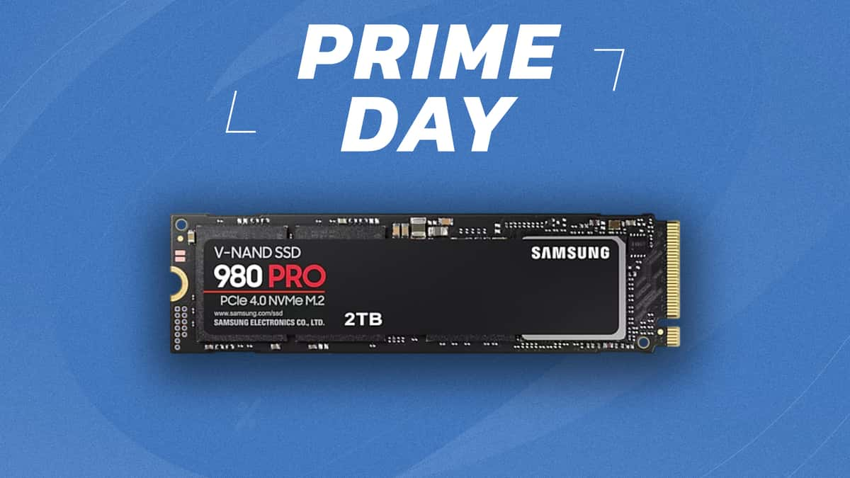 PS5 SSD on a blue background with prime day banner