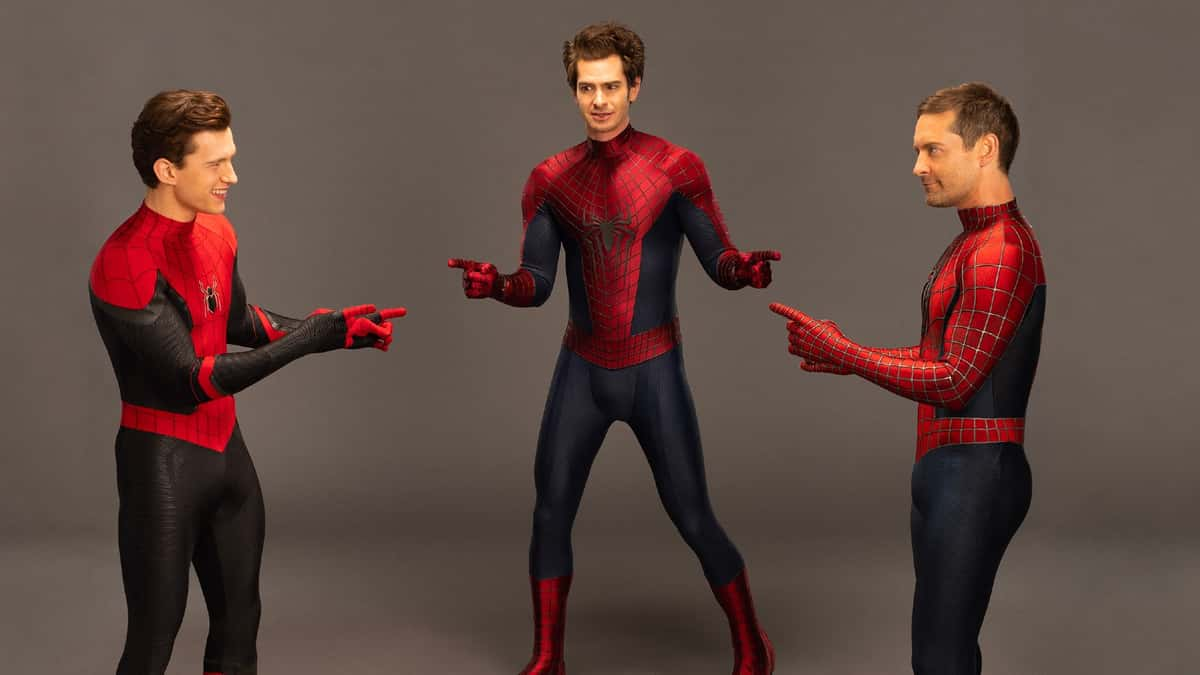 Tom Holland, Andrew Garfield, and Tobey Maguire as Spider-Man