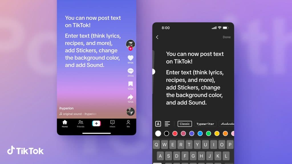 TikTok reveals text posts