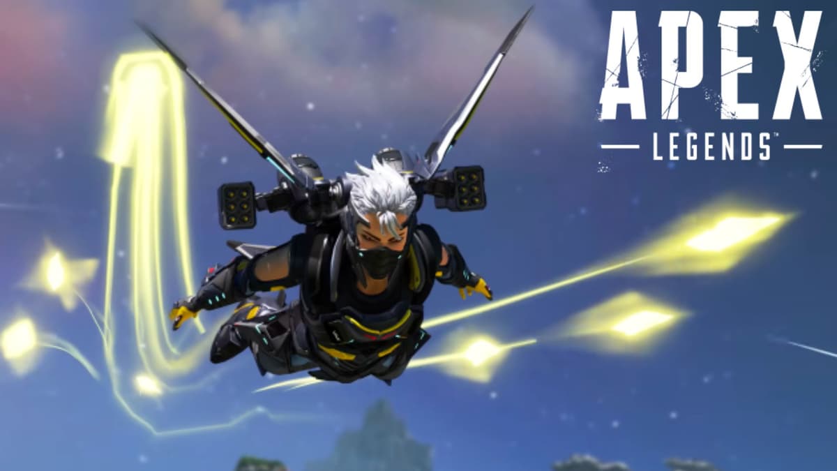 Valkyrie diving with Bladed Descent trail in Apex LEgends