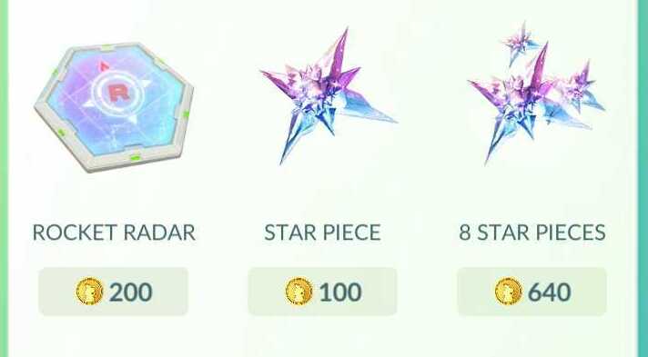 Star Piece in Pokemon Go shop