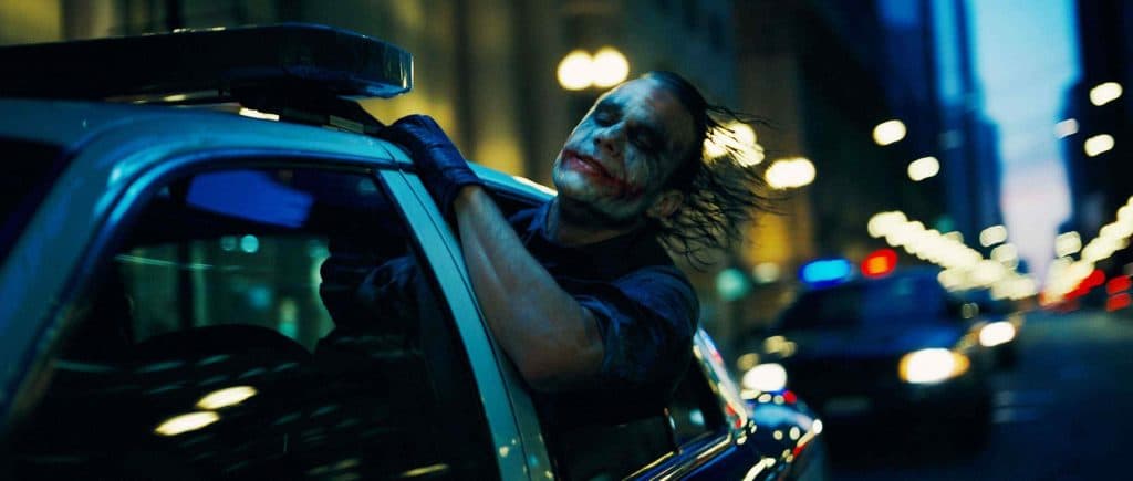 Heath Ledger as The Joker in The Dark Knight, directed by Christopher Nolan