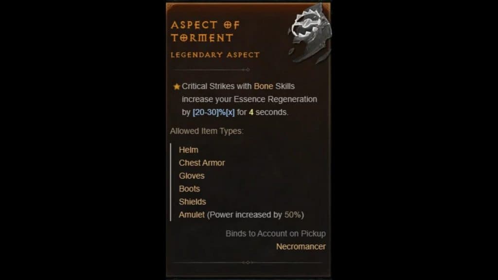 aspect of torment description in diablo 4