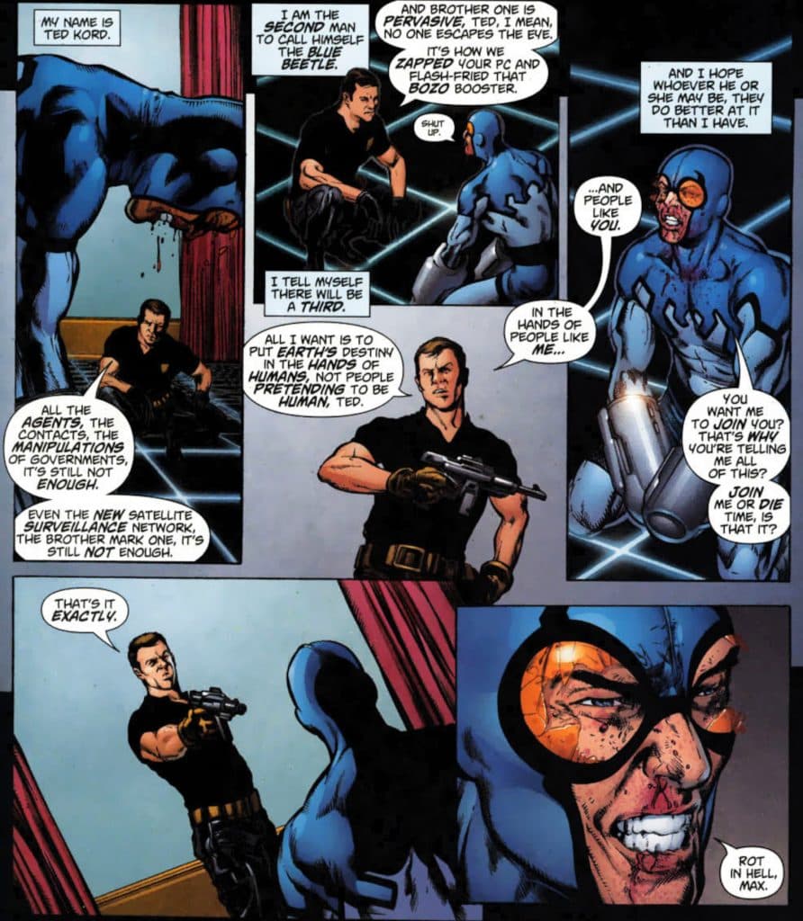 Maxwell Lord kills Blue Beetle