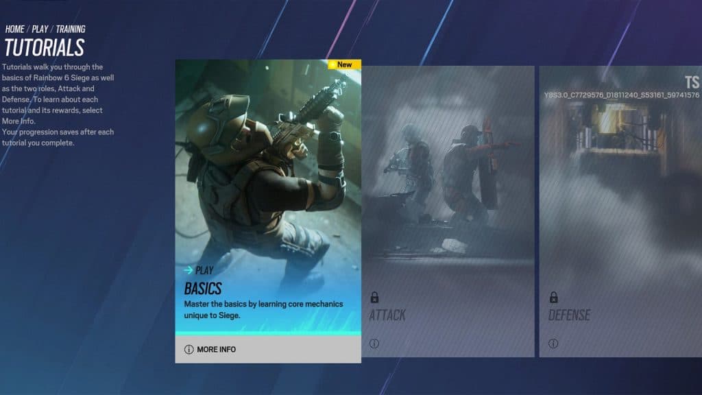 a screenshot of new Tutorials in Rainbow Six Siege