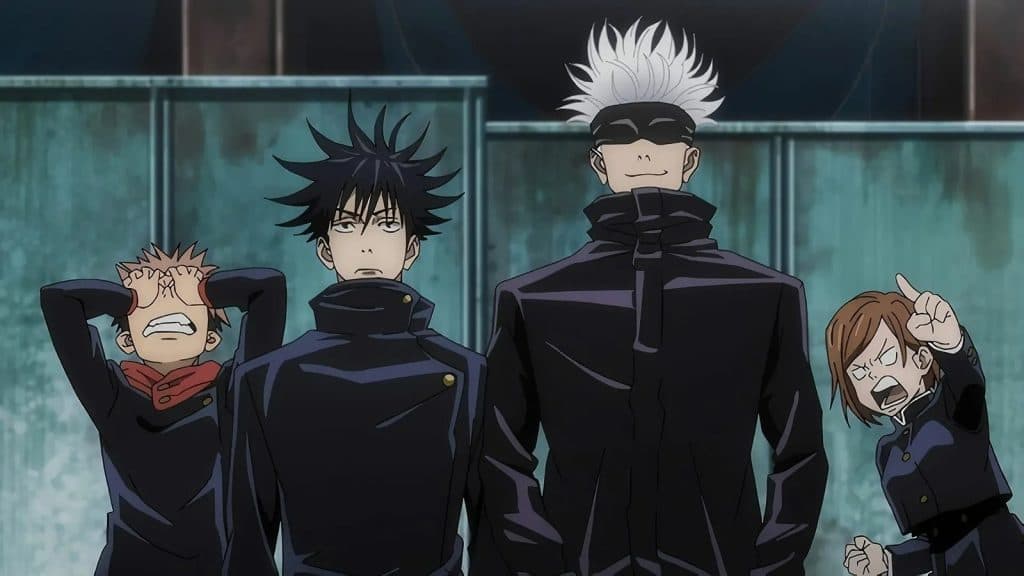 An image of Gojo with the main trio