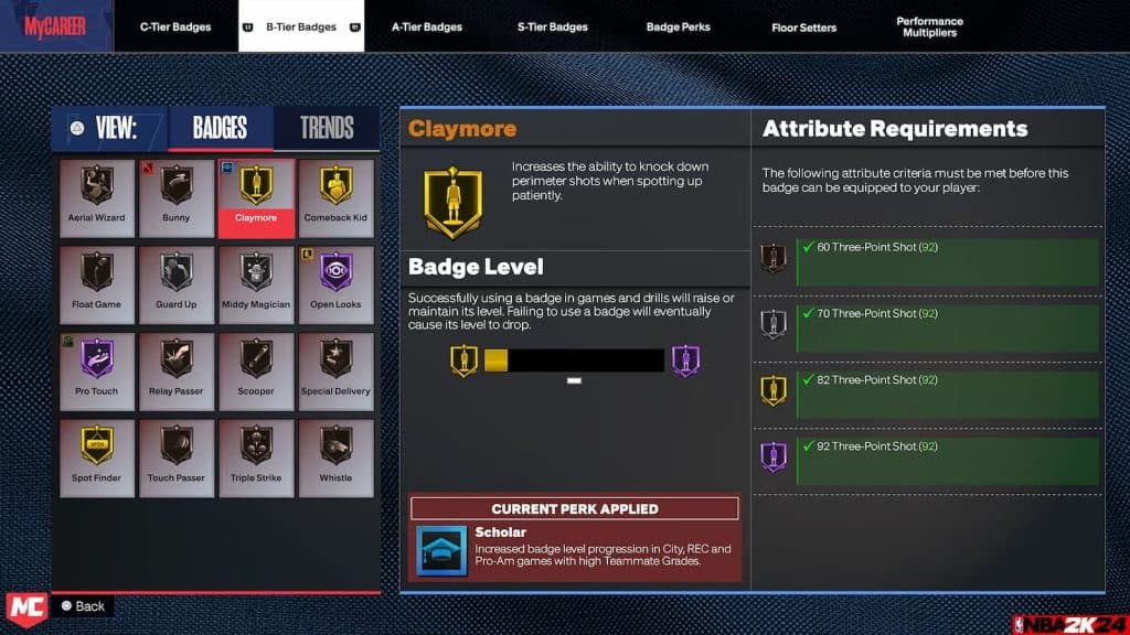 Badges in NBA 2K24