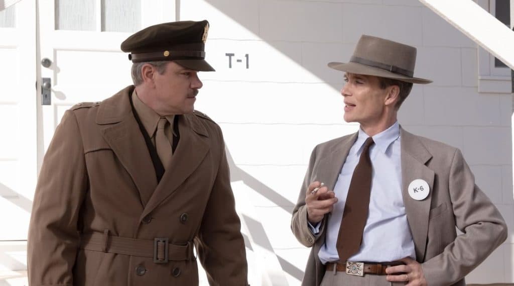 Matt Damon and Cillian Murphy in Oppeneimer.