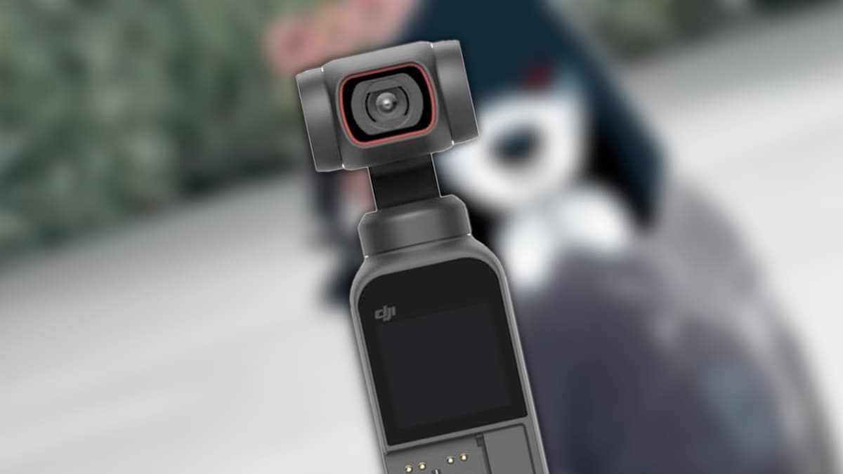 DJI Pocket 2 in front of blurred leaked image