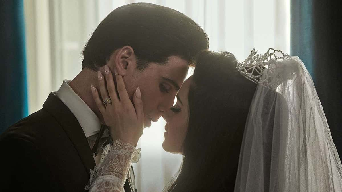 Elvis and Priscilla Presley (Jacob Elordi and Cailee Spaeny) in Sofia Coppola and A24's Priscilla.