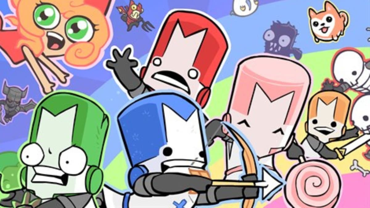 An image of Castle Crashers keyart featuring the main 4 Knights.